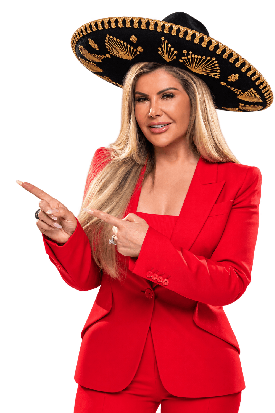 Adriana Gallardo señalando la oferta