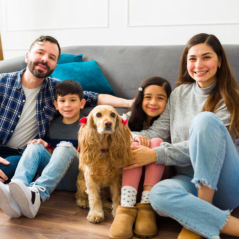 Family with a dog